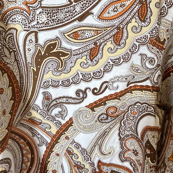 Andrew Carrington White Rust Tan Paisley LS Collared Button Front Shirt Size M - Picture 5 of 12